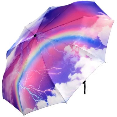 DOLPHIN зонт женский небо, 3 сложения, суперавтомат, сатин, купол 100 см. 578R-02