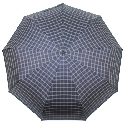 DOLPHIN зонт мужской клетка, семейный, суперавтомат, полиэстер, ручка-крюк, кожа, купол 116 см., 3 сложения. 133-02