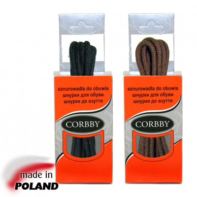 CORBBY Шнурки 75см круглые тонкие черные, коричневые.