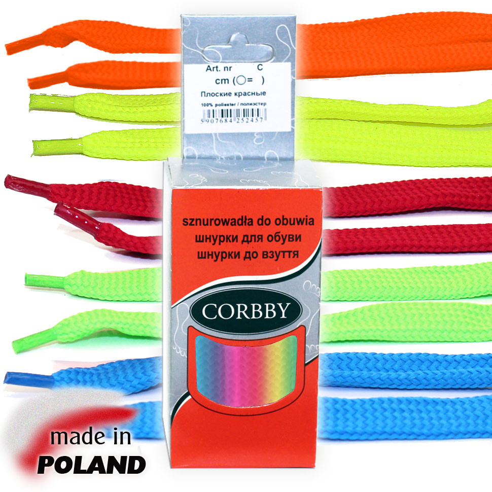 CORBBY Шнурки 90 см плоские цветные.