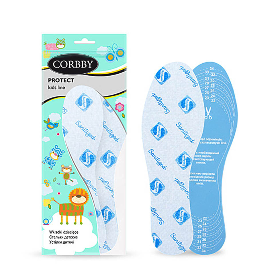Детские противогрибковые стельки CORBBY Protect, безразмерные.