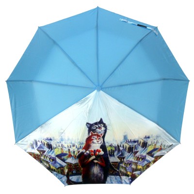 ALMAS зонт женский кошки, 3 сложения, автомат, сатин+полиэстер, купол 100 см. 1051-06
