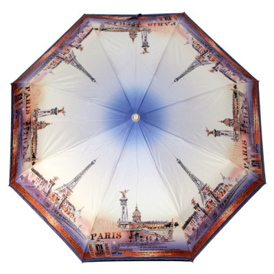 ТРИ СЛОНА зонт женский 3 сложения, 8 спиц, суперавтомат, набивной "ЭПОНЖ", купол 102 см., L3833D-05