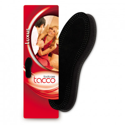 Стелька  двухслойная TACCO footcare Luxus Black черная овечья кожа, латекс с активированным углем.
