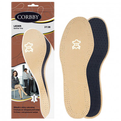 Двухслойные стельки  CORBBY Leder Latex leather line из натуральной кожи и латексной пены.