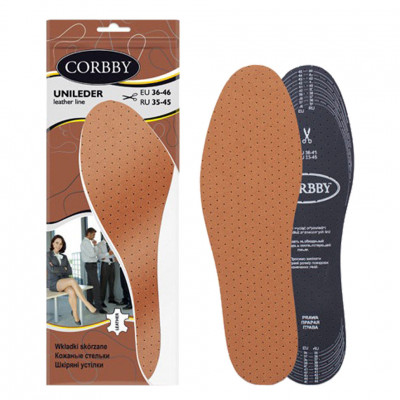 Кожаные гигиенические стельки  CORBBY Uni Leder, безразмерные.