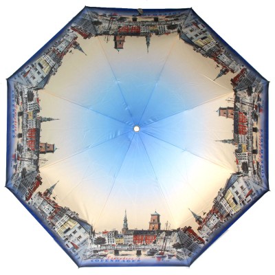 ТРИ СЛОНА зонт женский 3 сложения, суперавтомат, набивной "ЭПОНЖ", купол 102 см. L3833C-05