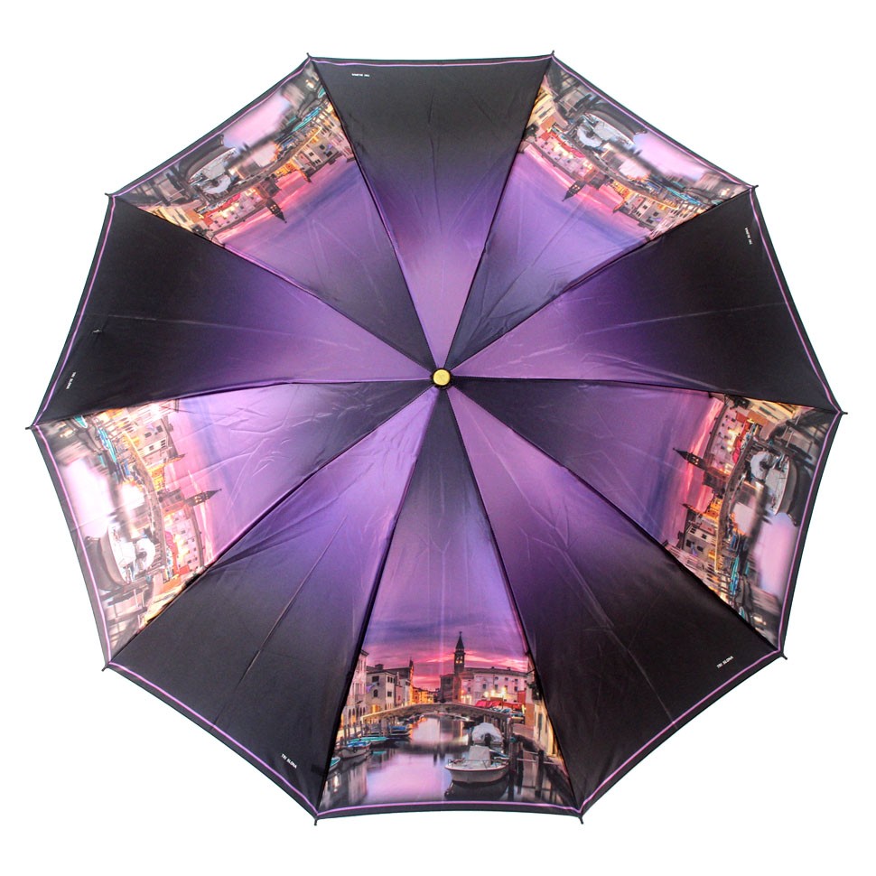 ТРИ СЛОНА зонт женский 10 спиц, 3 сложения, суперавтомат-наоборот, набивной "ФОТОСАТИН", купол 107 см. L3102D/JS-01