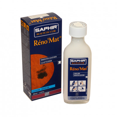 Очиститель для всех видов гладких кож Reno Mat SAPHIR, стеклянный флакон, 100 мл.