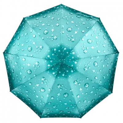 DINIYA зонт женский капли 3D, 3 сложения, автомат, сатин, купол 102 см. 2726-05