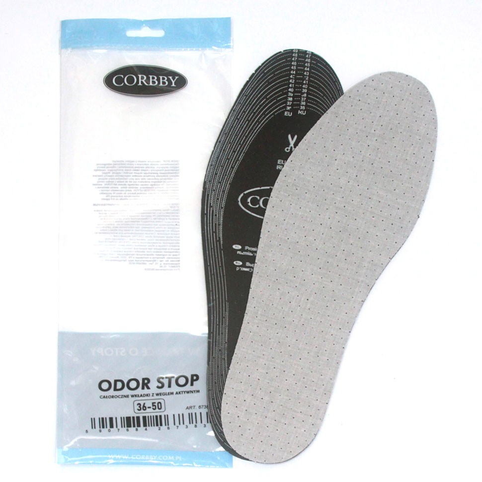 Стельки CORBBY Odor Stop XL, безразмерные 36-50 EU
