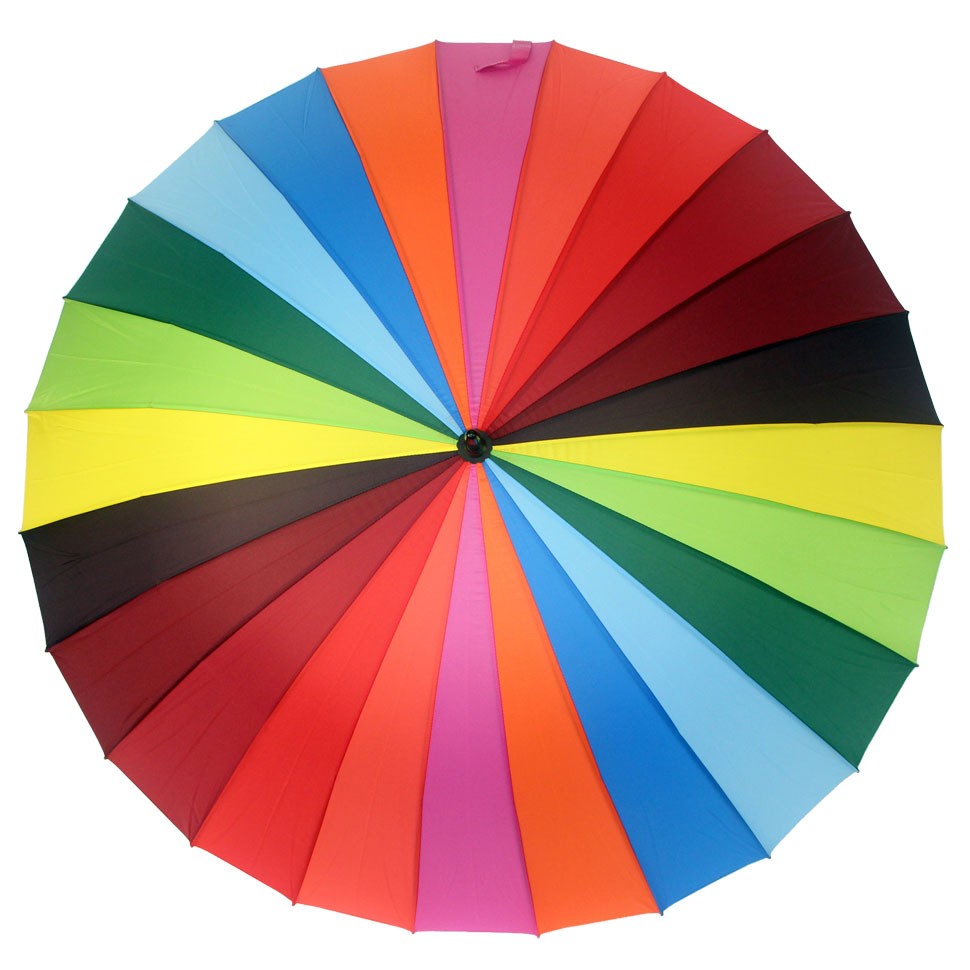 YUZONT  зонт-трость радуга, 24 спицы, механика, ручка-крюк, полиэстер, купол 100 см. Y415