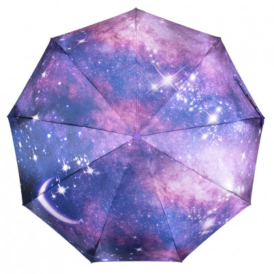 DOLPHIN зонт женский планеты, 3 сложения, суперавтомат, сатин, купол 100 см. 574R-03