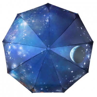 DOLPHIN зонт женский планеты, 3 сложения, суперавтомат, сатин, купол 100 см. 574R-04