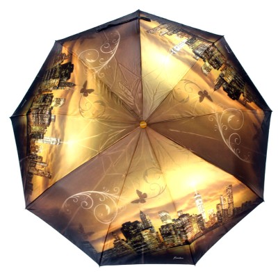 YOANA зонт женский 9 спиц, 3 сложения, суперавтомат, сатин, купол 100 см. 203-01