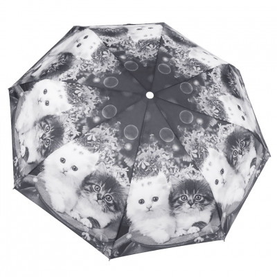 YUZONT зонт женский кошки, 3 сложения, суперавтомат, полиэстер, купол 100 см. 2042-01