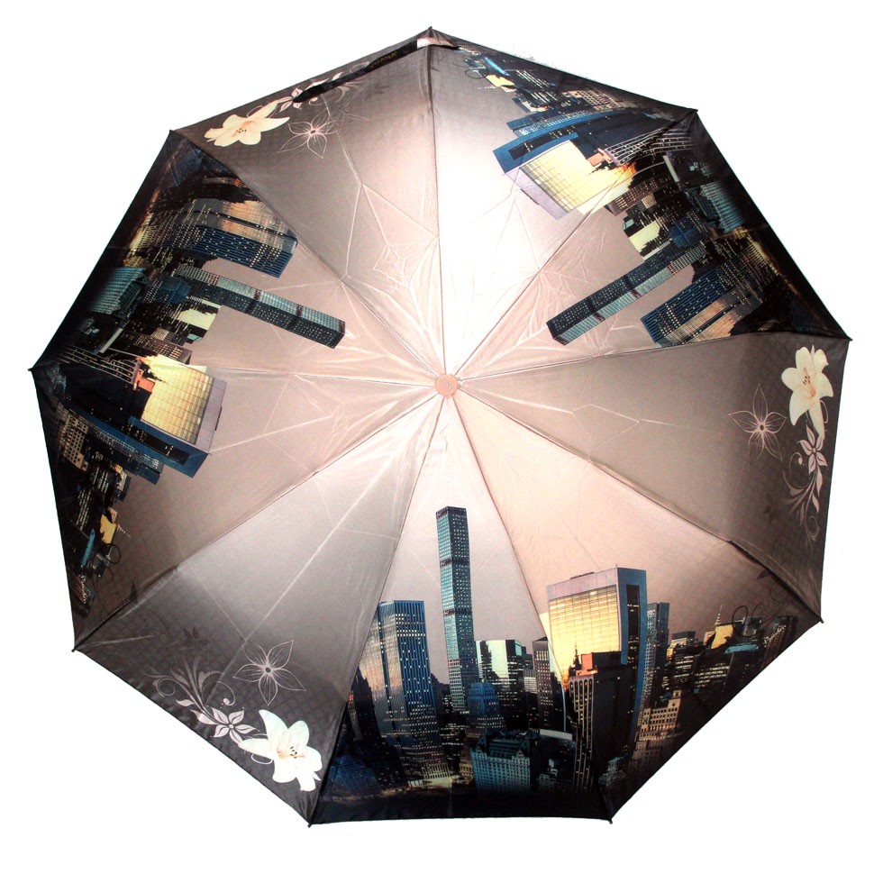 YOANA зонт женский 9 спиц, 3 сложения, суперавтомат, сатин, купол 100 см. 203-02