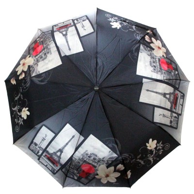 YOANA зонт женский 9 спиц, 3 сложения, суперавтомат, сатин, купол 100 см. 203-03