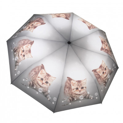 YUZONT зонт женский кошки, 3 сложения, суперавтомат, полиэстер, купол 100 см. 2042-05
