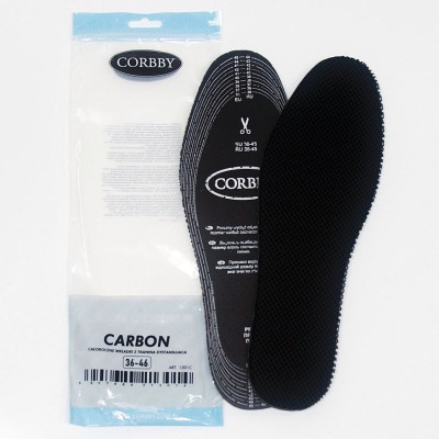 Демисезонные стельки CORBBY Carbon с мембранной тканью, безразмерные.