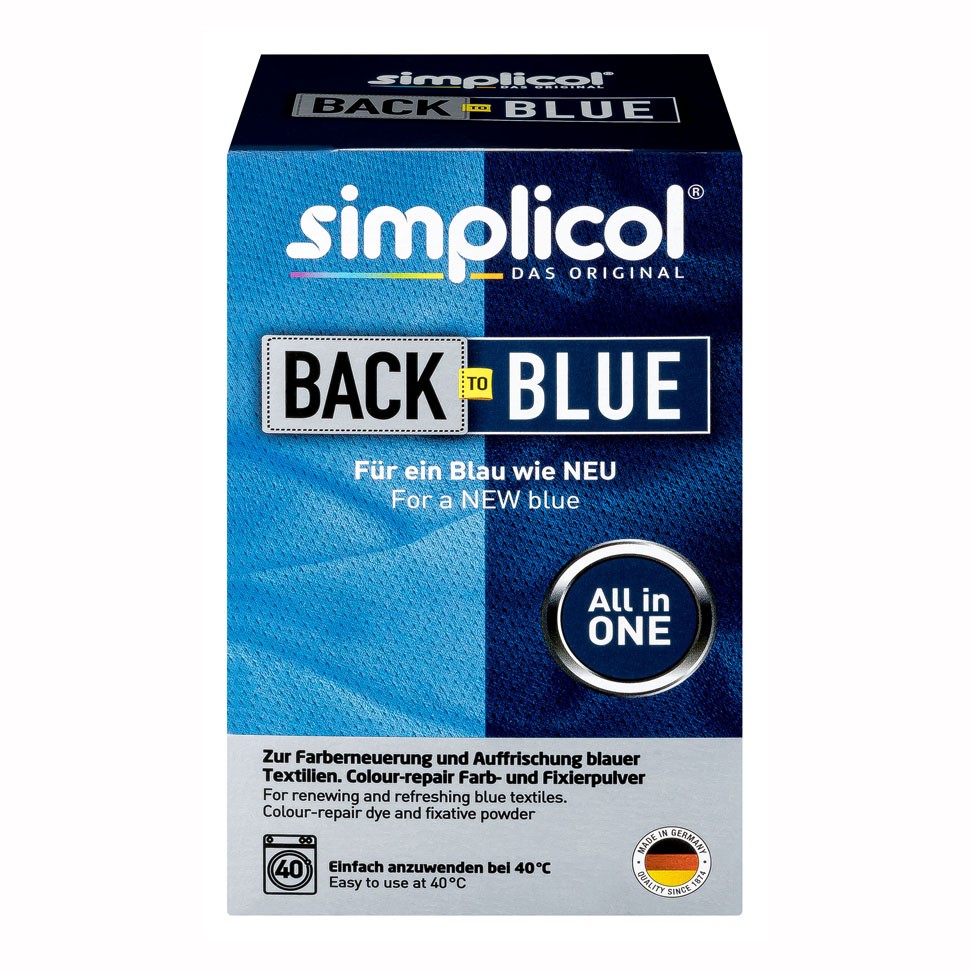 Краска Simplicol BACK TO BLUE для окрашивания и восстановления синего цветаодежды, 400 г. - купить по цене 954 руб.