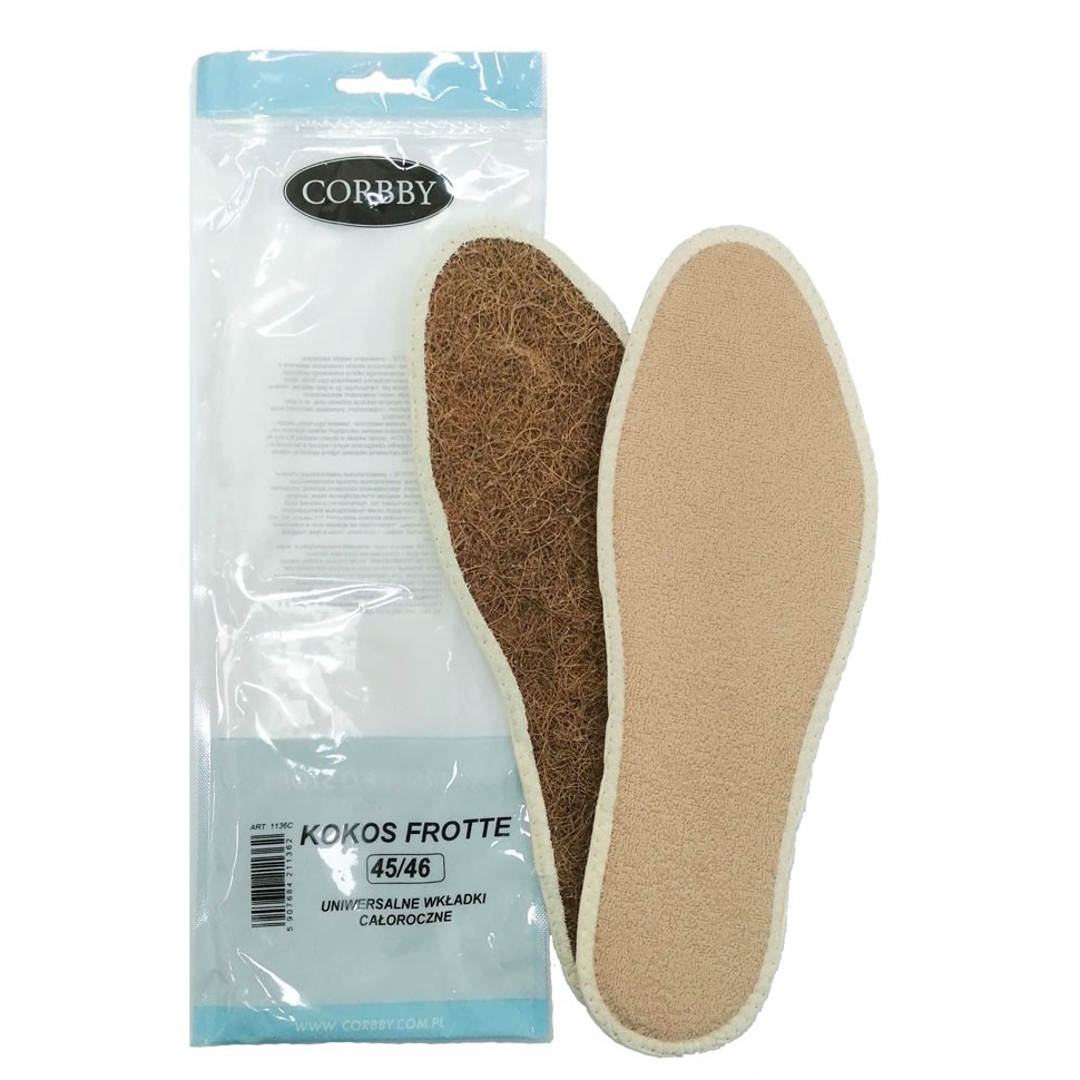 Стельки CORBBY повседневные Kokos Frotte, с кокосовым волокном и махровой тканью.