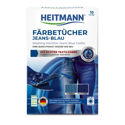 Салфетки HEITMANN 10 шт. для синих джинсовых тканей с окрашивающим эффектом.