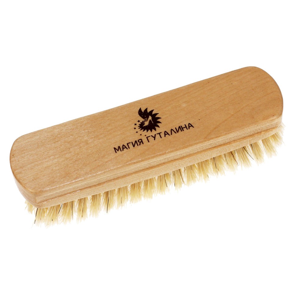 Щетка для одежды 14 см. Магия Гуталина, береза, натуральная щетина, светлая. 