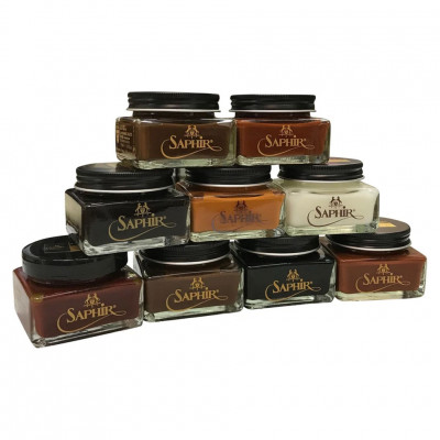 Крем для обуви Pommadier SAPHIR MEDAILLE d'or 1925 Paris, цветной, банка стекло, 75 мл.