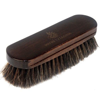 Щетка для обуви 16 см. Магия Гуталина, береза, натуральный волос, темная. 