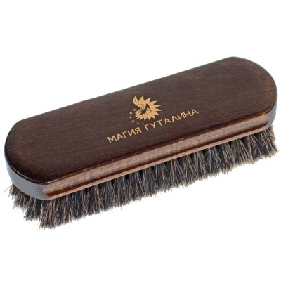 Щетка для обуви 17 см. Магия Гуталина, береза, натуральный волос, темная. 