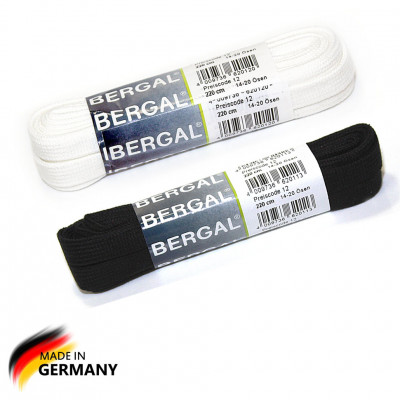 BERGAL Шнурки плоские широкие для ботинок фигурного катания 220 см черные, белые.