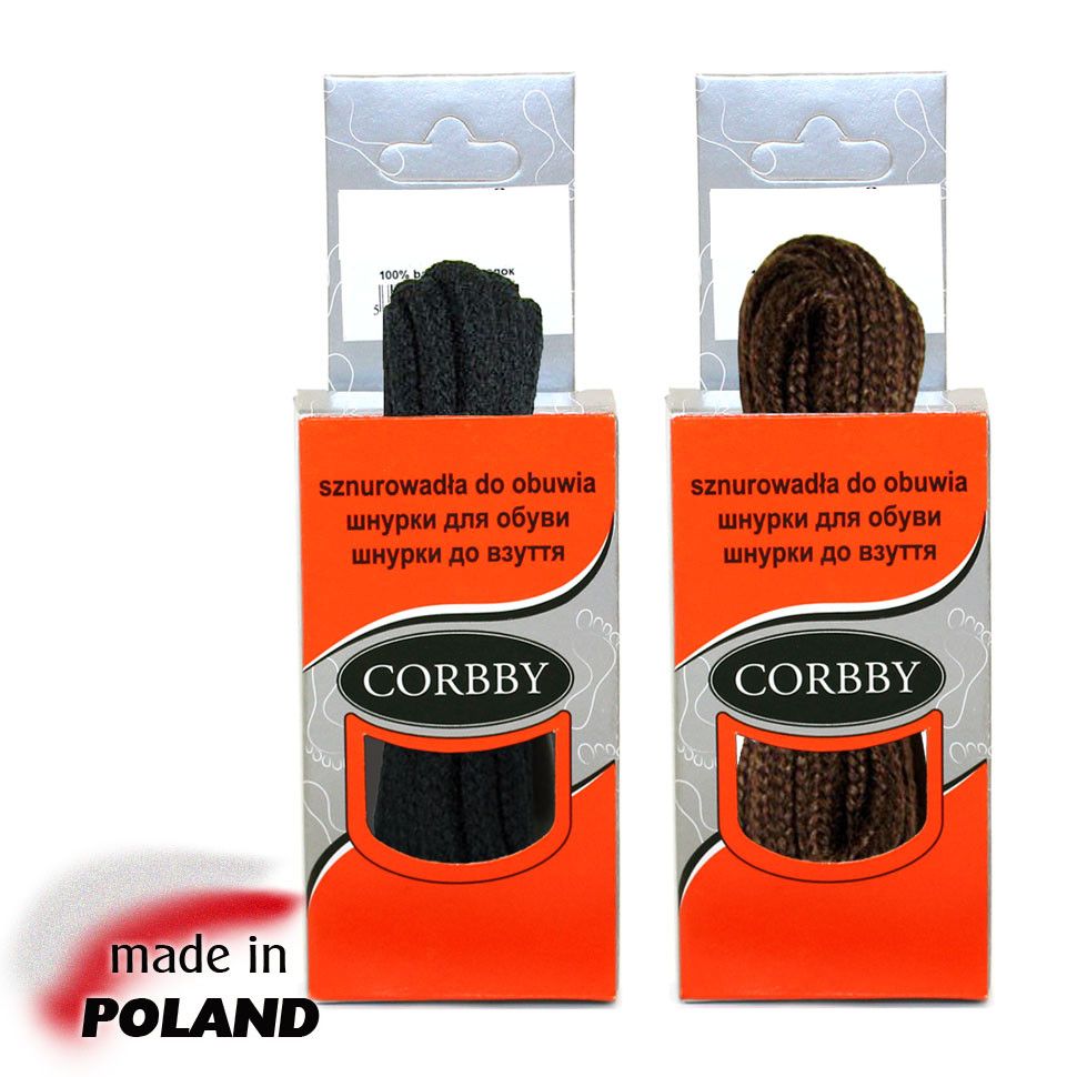 CORBBY Шнурки 100см круглые толстые черные, коричневые.