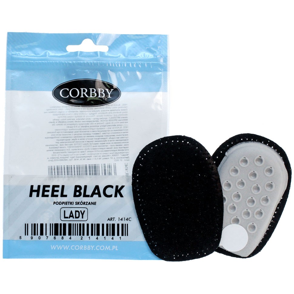 Подпяточник CORBBY HEEL Black, черный, из натуральной кожи и латекса.