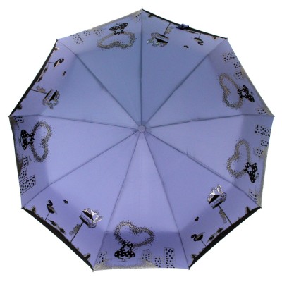 POPULAR зонт женский 3 сложения Glitter, суперавтомат, купол 101 см. 816-08