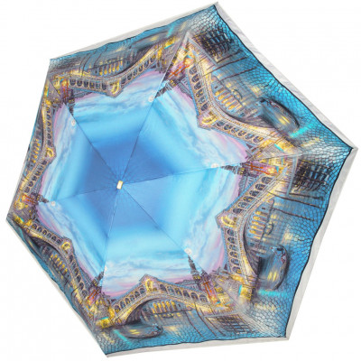 ТРИ СЛОНА мини зонт женский 5 сложений, механика, облегченный плоский, "ЭПОНЖ", купол 92 см. L5601O-05