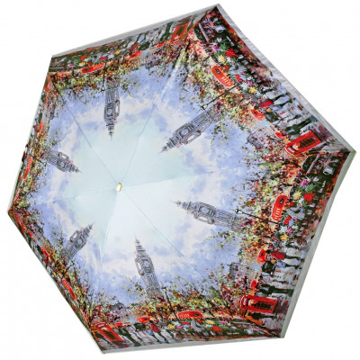 ТРИ СЛОНА мини зонт женский 5 сложений, механика, облегченный плоский, "ЭПОНЖ", купол 92 см. L5601O-06
