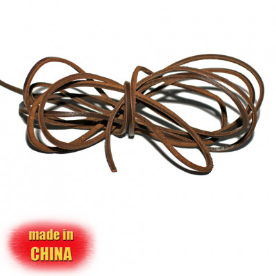 Шнурок из натуральной кожи квадратный 3 х 3 мм, коричневый