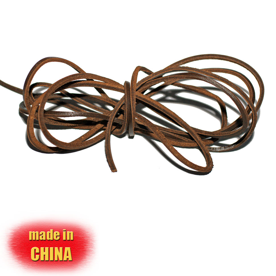 Шнурок из натуральной кожи квадратный 3 х 3 мм, коричневый