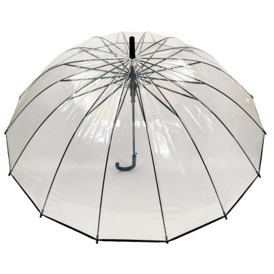 UNIVERSAL зонт женский трость 16 спиц, автомат, поливинил, прозрачный купол 94 см. UN688-02